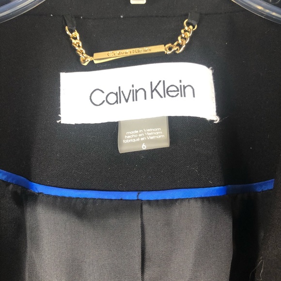 Calvin Klein Black SZ 6 Top-Stitch Career One-Button Blazer - Picture 5 of 8